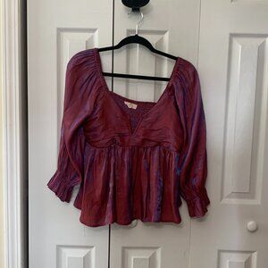 ENTRO BABYDOLL CROPPED BLOUSE SIZE LARGE